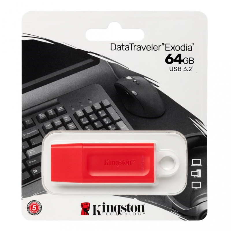Memoria Flash USB Kingston DataTraveler Exodia, 64GB (Rojo)