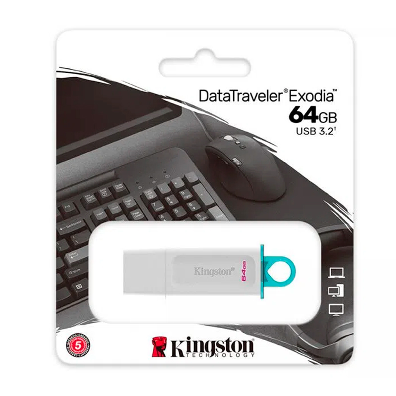 Memoria Flash USB Kingston DataTraveler Exodia, 64GB (Blanco)